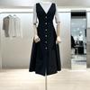 V252PSE943 Button Sleeveless Dress