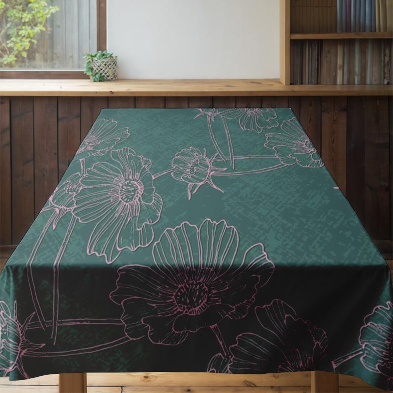 Green Floral Printed Tablecloth Rectangular Dining Room Decor High Quality Non-Slip Mat For Kitchen Home Party Supplies (M) Alie