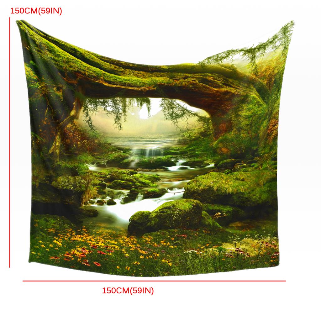 Buy Tapestry Art Trees and River Print Tapestry Wall Hanging Decor Home Room Tapestry 130x150cm