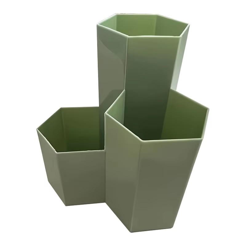 Three-grid Pen Holder Student Office Multifunctional Desktop Storage Box Makeup Brush Stationery Small Item storage Box Gift