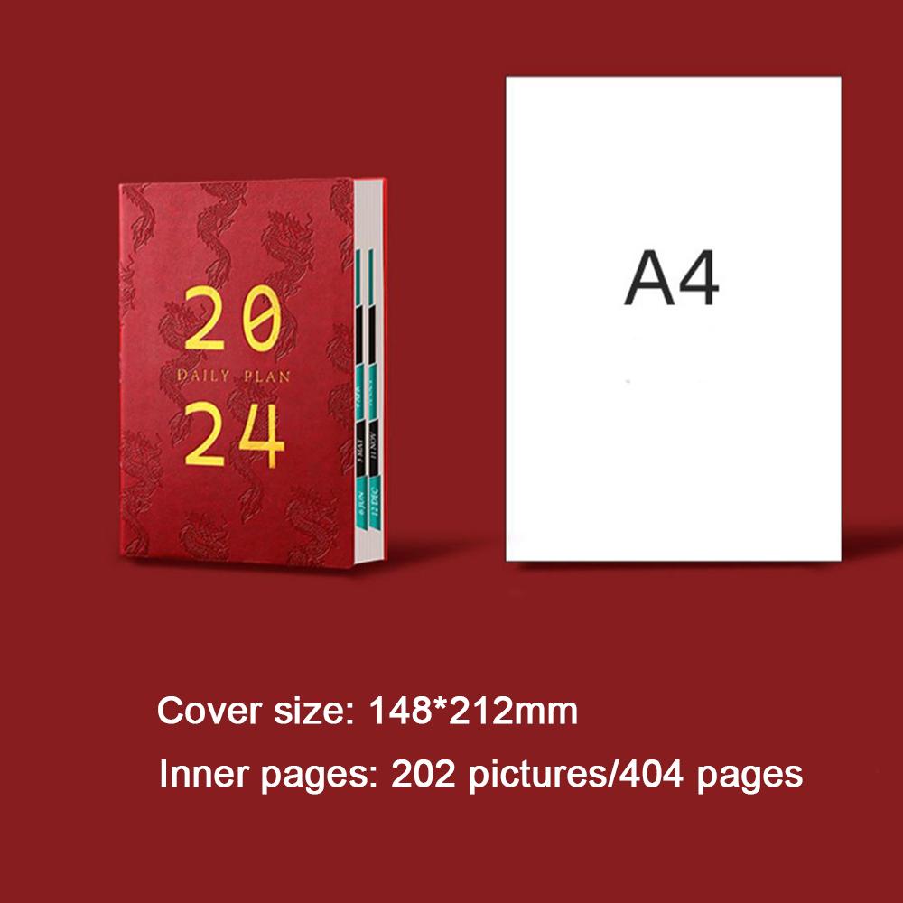 (Logo kann eingraviert werden) A5/B6 ultradickes Ledernotizbuch, Geschäftsplaner 2024, Studenten-Tagesplaner, Planer, Protokollbuch, Notizblock