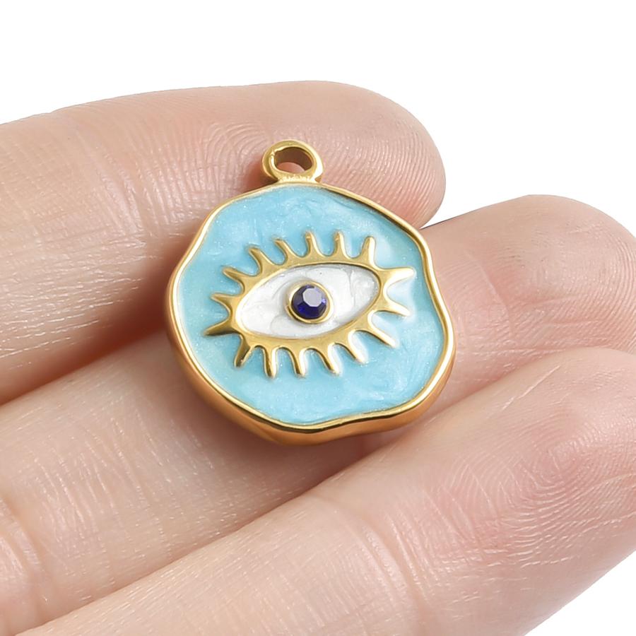 DIY Blue Devil/Evil/Turkish Eye Charm No Fade Stainless Steel Pendant For Jewelry Making Supplies Ethnic Fashion Charms Findings