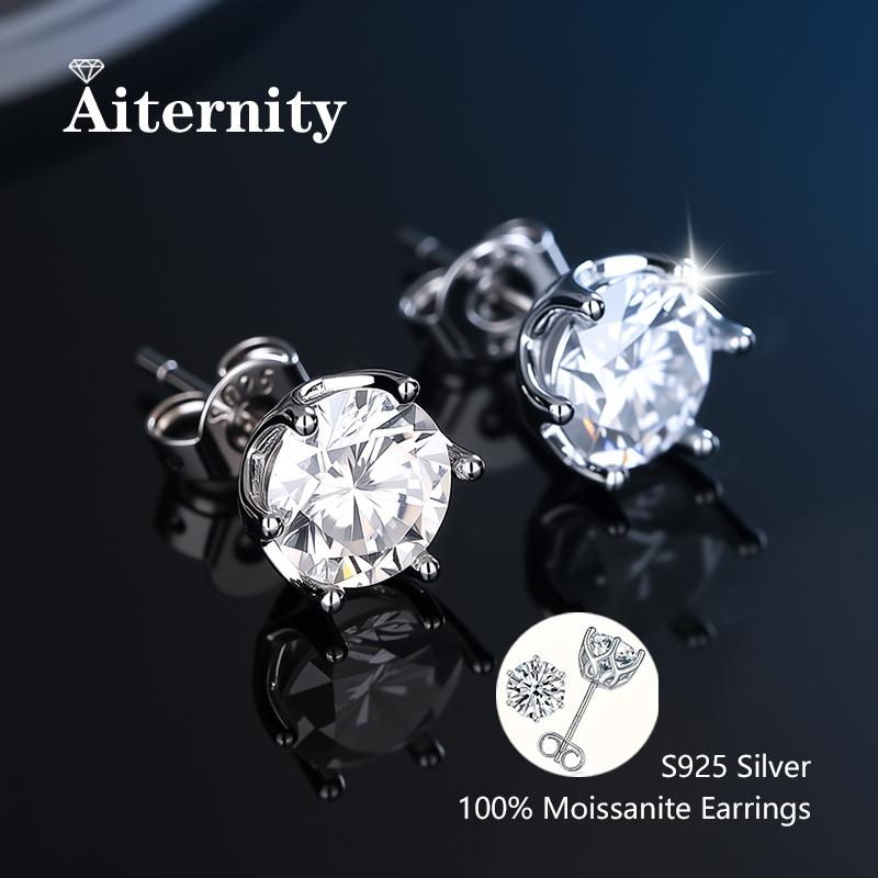 Promotion Moissanite Earrings for Women Pass Diamond Test Pen 100% With Ear Studs 925 Silver Fine Jewelry
