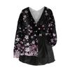 Women's V Neck Top Printing Thickened Plush Cashmere Warm Long Top
