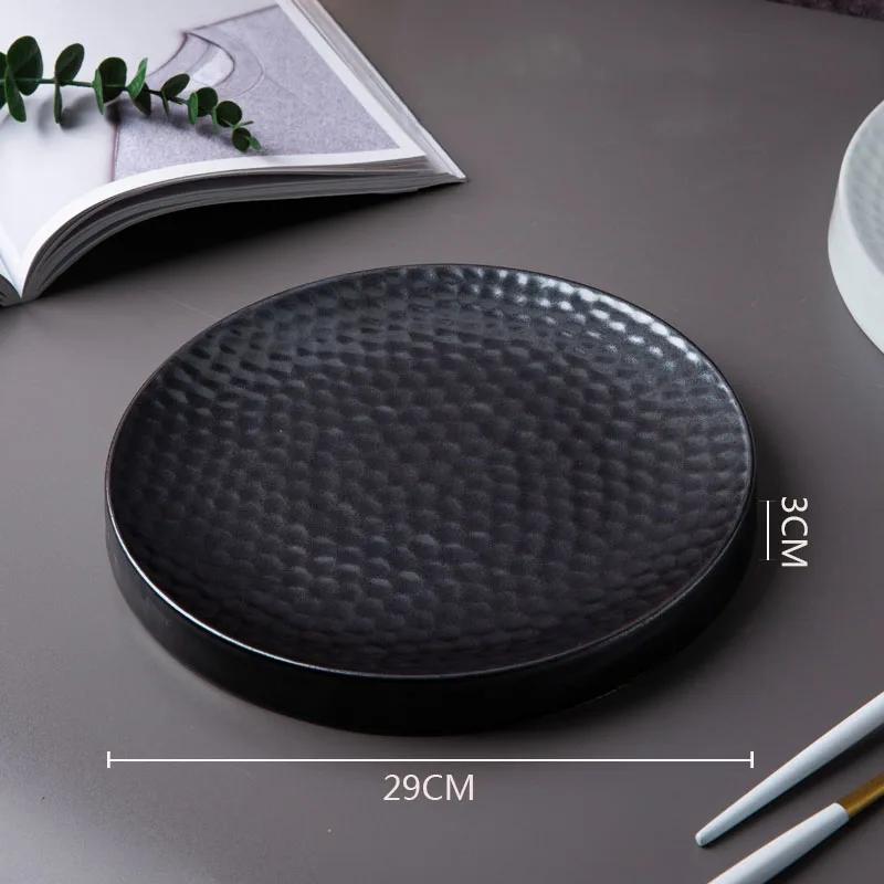 Ceramic Dinner Plate Restaurant Irregular Texture Flat Steak Dessert Plates Pasta Home Solid Color Tableware