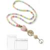 Wooden Beaded Retractable Keyring & ID Card Lanyard