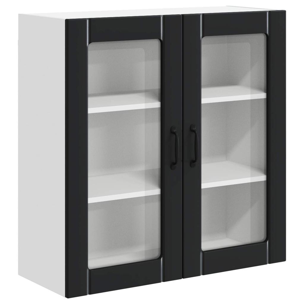 Wall Mounted Glass Cabinet LUCCA Black 80 X 31 X 80 Cm Particleboard
