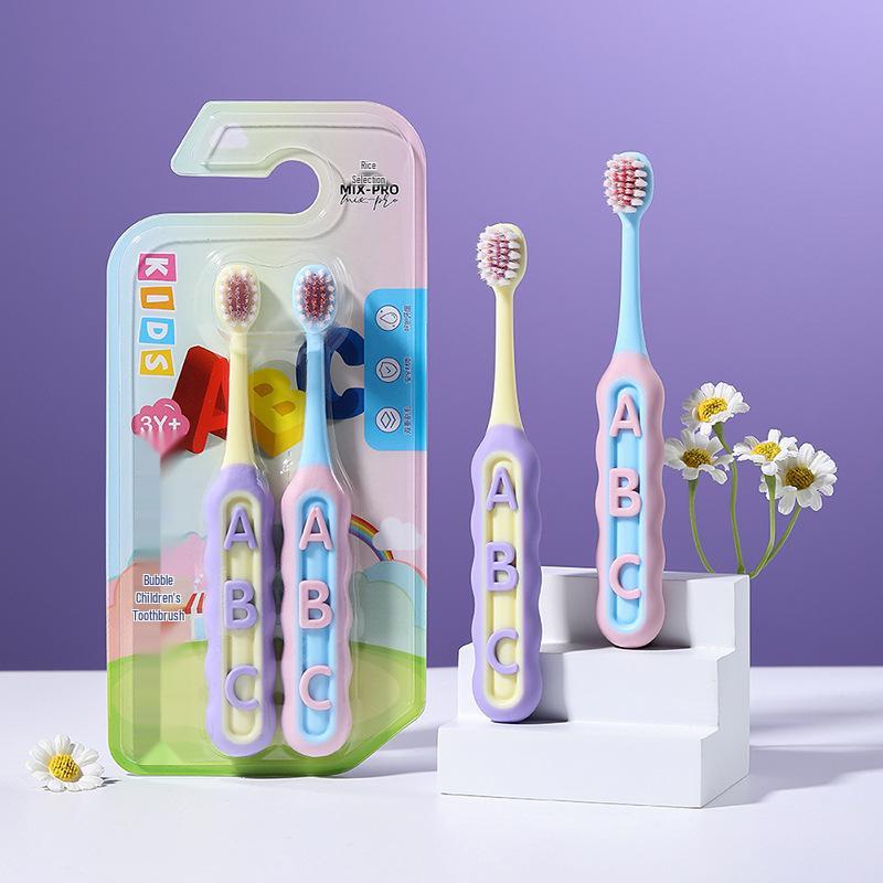 Children's Soft Bristle Toothbrush 2-Pack, Ages 3-10, Double Spiral for Home Use