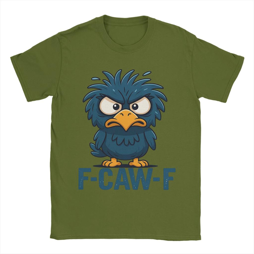 F-Caw-F Angry Bird Meme Funny Men T Shirts Vintage Tee Shirt Short Sleeve Crew Neck T-Shirts Pure Cotton Graphic Printed Tops
