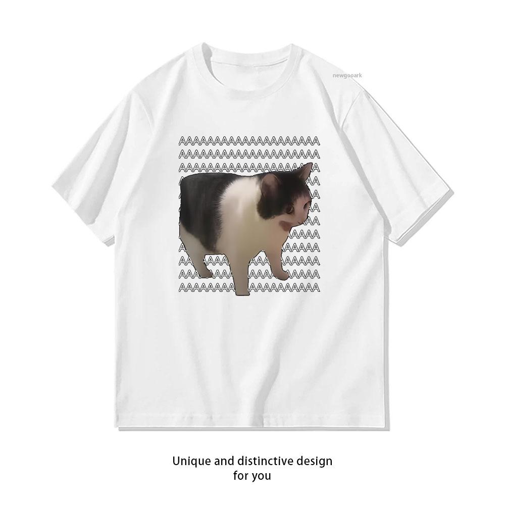 Screaming Cat Meme Funny Internet Meme Silly Gift Graphic Meme Tshirt Woman Man Summer Cotton Graphic T Shirts Adult S