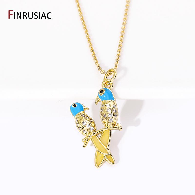 

Trendy Cute Animal Pendant Necklace Women Enamel Bird Charm Necklace Statement Jewelry For Birthday Gift