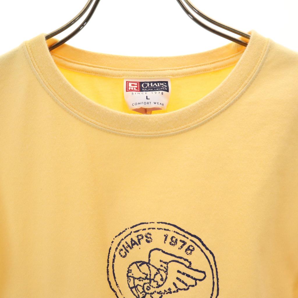 CHAPS RALPH LAUREN Short Sleeve T-shirt L Yellow Men's Used