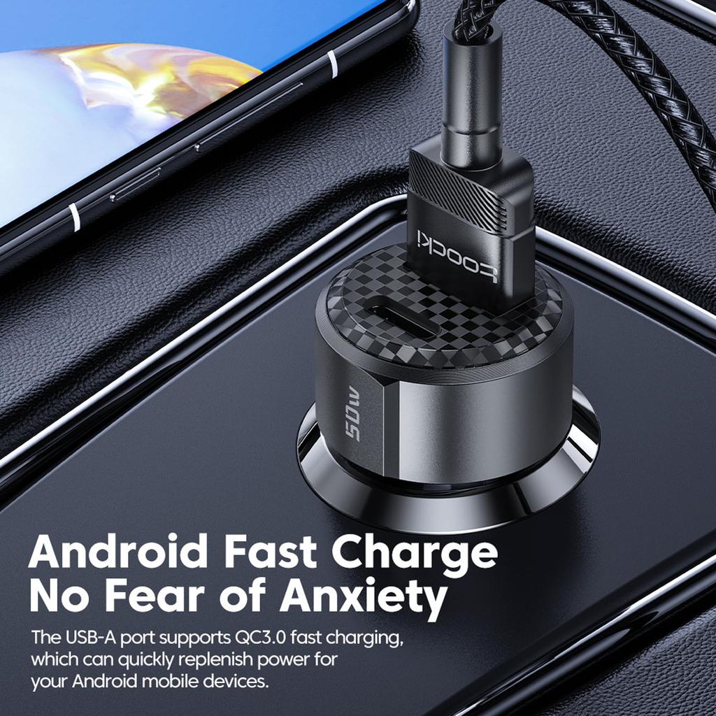 50W Car Charger PD3.0 QC4.0 USB-C Fast Charging Adapter