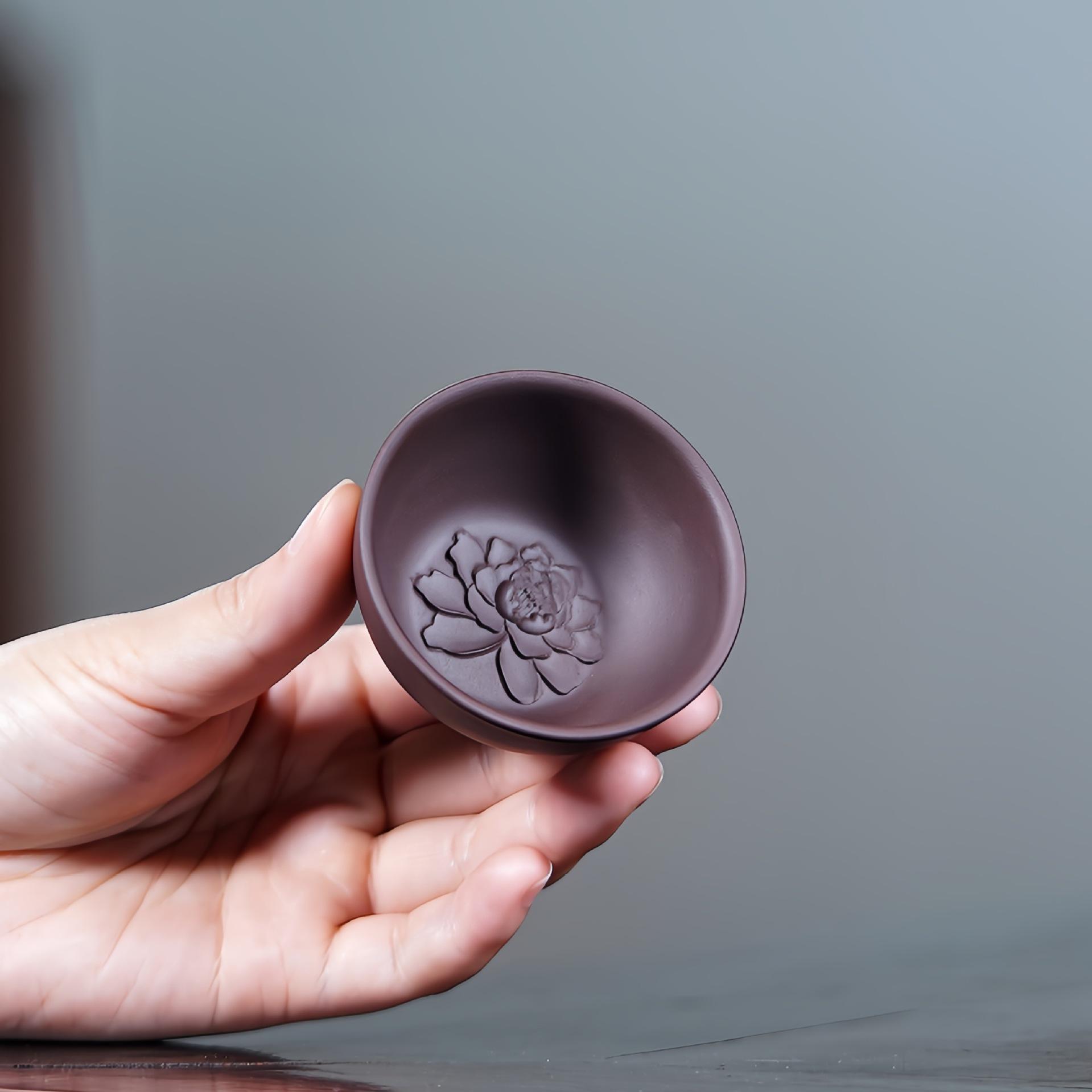 Yixing Purple Clay Lotus Tea Tasting Cup