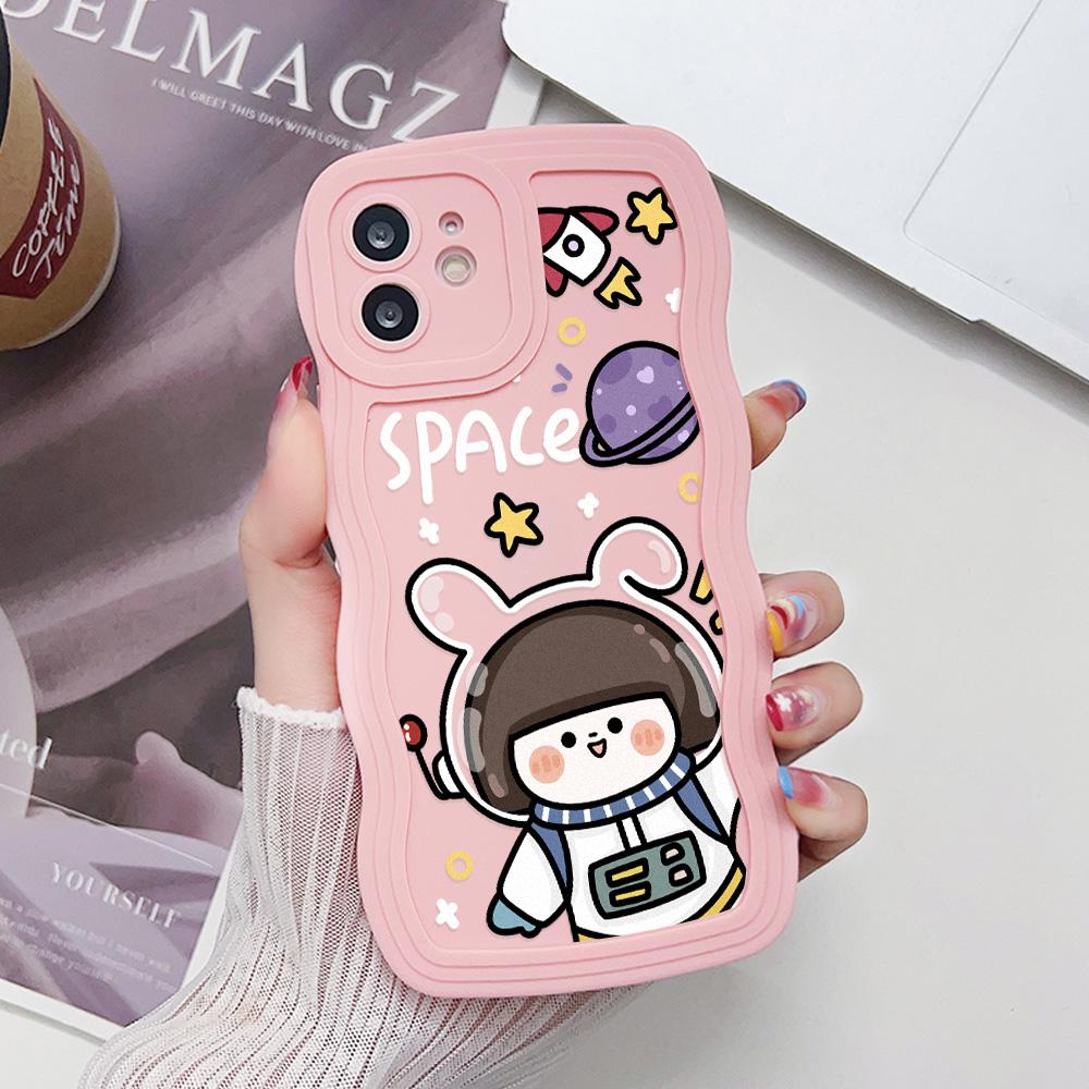 Mobile Phone Cases for iPhone 11 13 XR 15 Pro Max 12 14 Pro Max Case iPhone 16 7 Plus 8 Plus XS Max Big Wave Solid Color Cartoon Anti-drop Waterproof