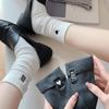Women's Mid-Calf Socks - Autumn & Winter, European & Korean Style, Heart & Letter Embroidery, Trendy, Simple Cotton