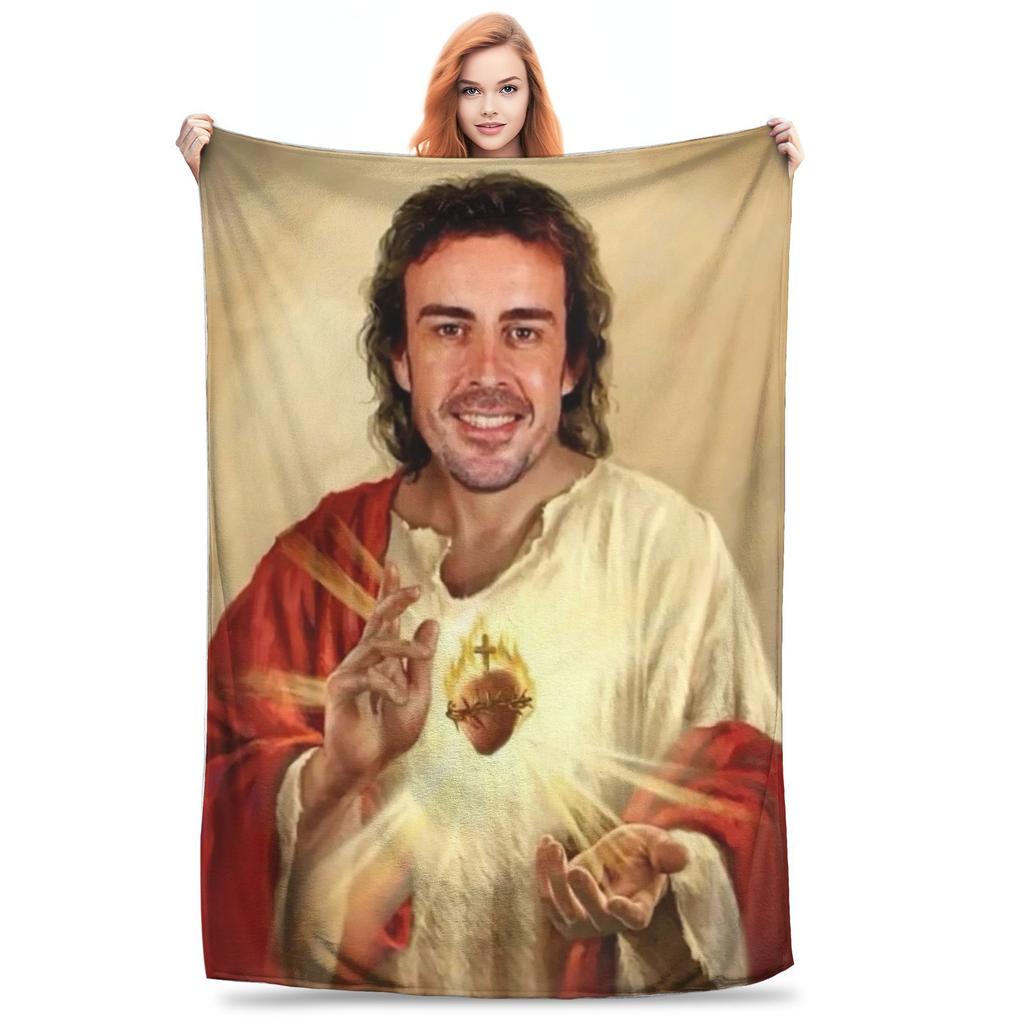 Flannel Throw Blanket Fernando Alonso Saint Warm Plush Blankets Soft Bedspread for Bed Living room Home Travel Couch
