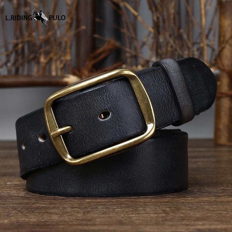 Genuine Leather Retro Distressed Wrinkled Belt Men's Genuine Leather Pin Buckle Top Layer Cowhide Korean Style Casual Belt