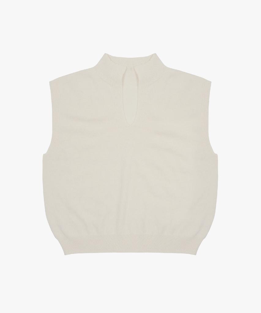 Saintluxure Half-Collar Knit Vest Ivory