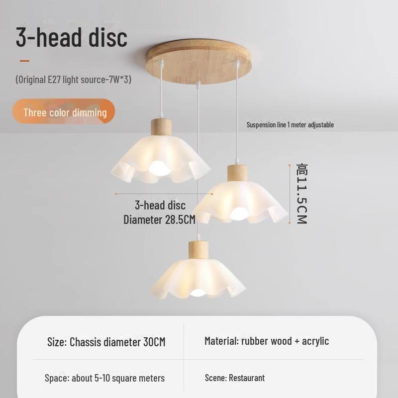 Candelabru nordic japonez Wabi-Sabi din lemn pentru noptieră și sufragerie, design cu flori crem