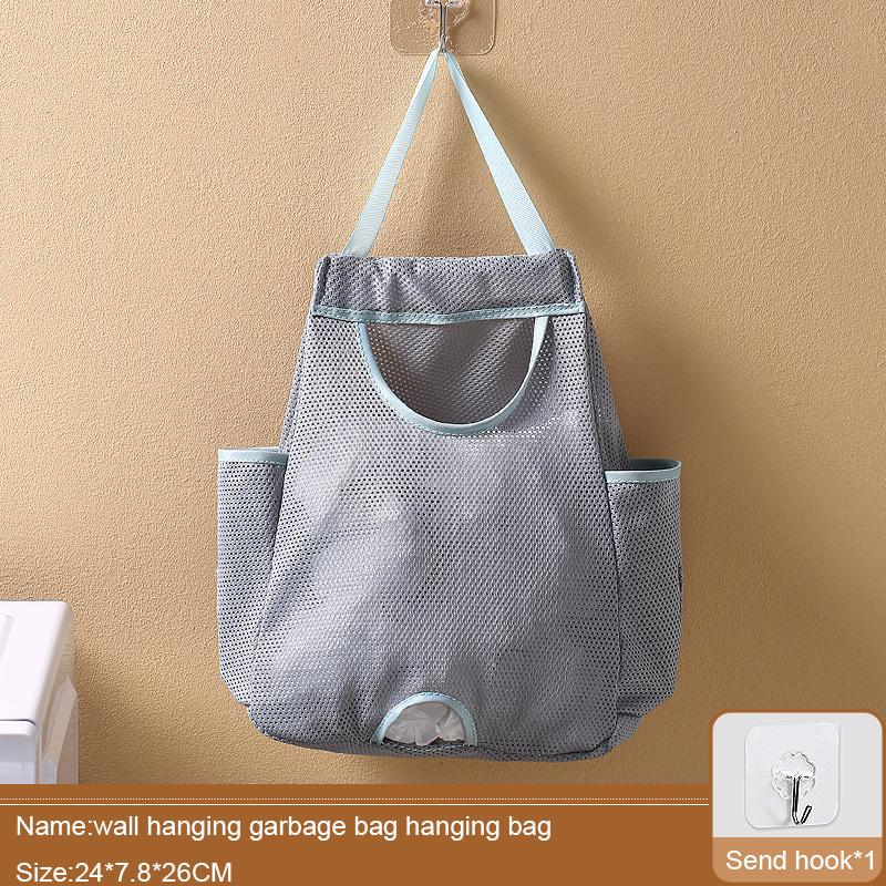 Garbage Bag Storage Box For Plastic Bag Wall Hanging Pocket Washable Mesh Storage Bags Plastic Bag Holder Dispenser Kitchen