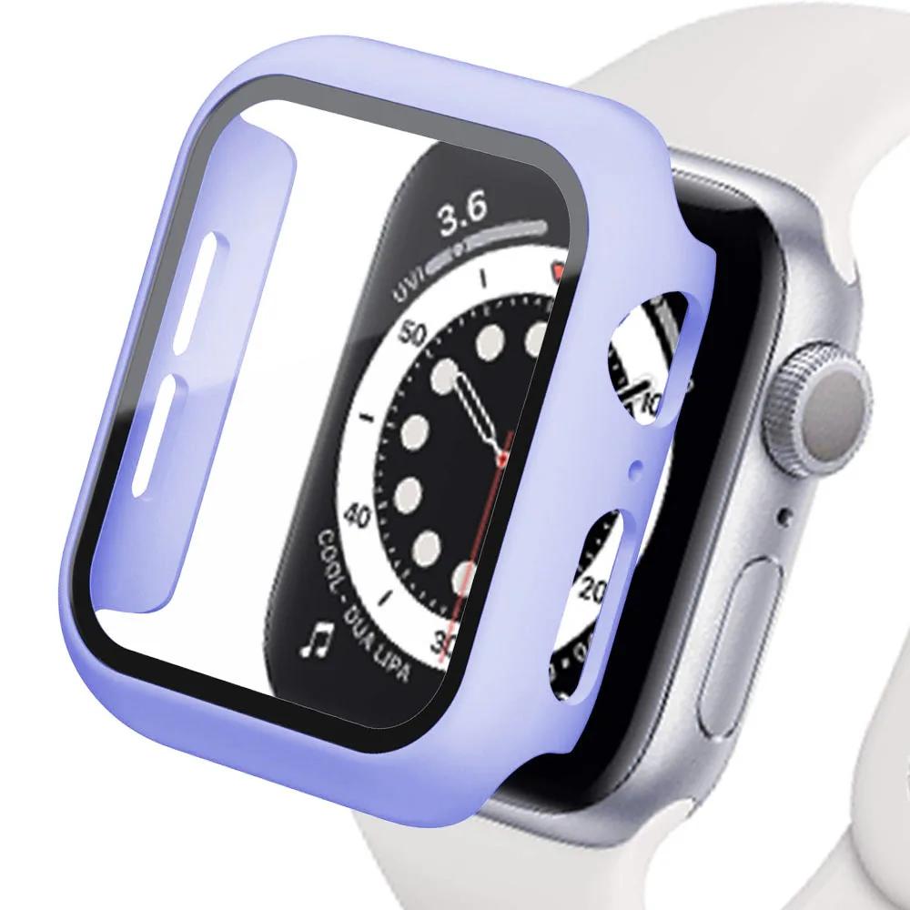 Tempered Glass+cover For Apple Watch Accessories 45mm 41mm 44mm 40mm 42mm Screen Protector serie 9 4 5 6 SE 7 8 Apple watch Case