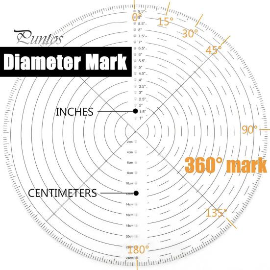 Ruler 10 Inch Clear Marking Accurate Scale Sewing Acrylic Drawing Finder Circular Plastic Template Center Measuring Tools Round