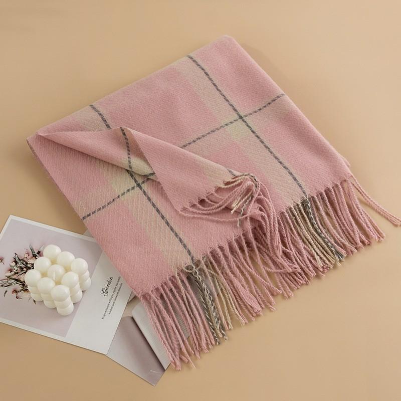 Winter New Plaid Scarf Printed Tassel Imitation Cashmere Scarf Fashionable Sweet Shawl Mid Length Thick Warm Scarf