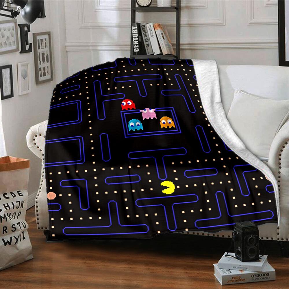 1pc Pacman Adventure flannel Blanket for Super Soft Cute Comfort Blanket for Travel Bedding Couch Sofa Blanket Y73056