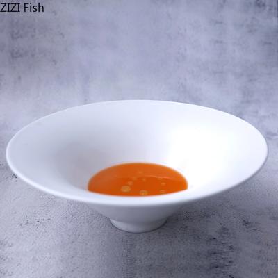 Trumpet-shaped Ceramic Plate Home Dinner White Plate European Style Hotel Restaurant Salad Dessert Plate Creative Tableware