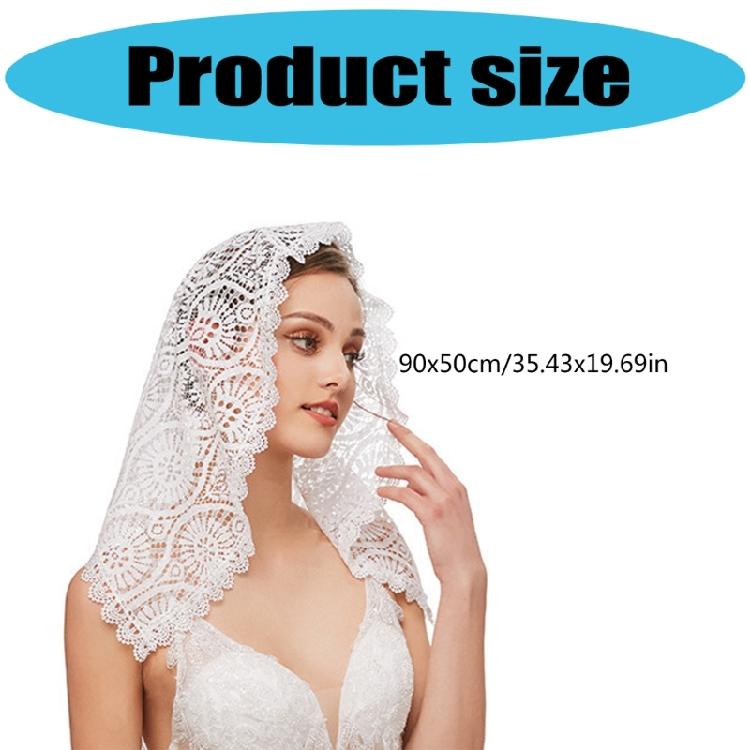 Openwork Bridal Veil Church Head Scarf Lace Chapel Mantilla Latin Mass Headpiece For Wedding Ceremony and Photography