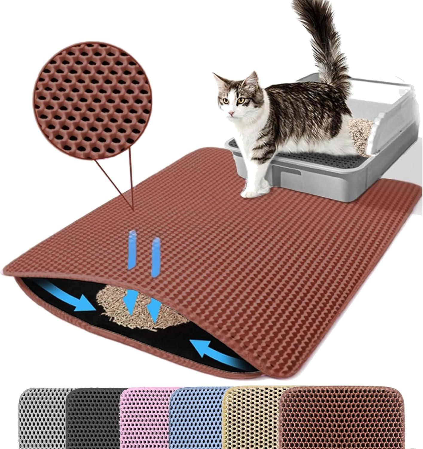 Cat Litter Mat Double Layer Pet Non Slip Big Pet Litter Box Filter Matwear Resistant Waterproof Anti-slip Cat Litter Mat 30x30cm коричневый