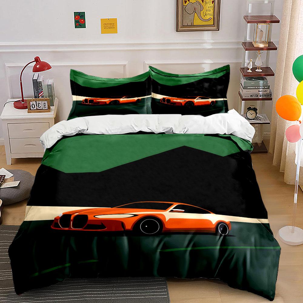 Orange car on black. Bedding sets Duvet cover sets Duvet covers Pillowcases(1*Duvet Cover 2*Pillowcases without duvet insert)