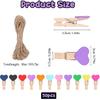 Heart Clothesp, 50 PCS Mini Colorful Clothesp Cute Wooden Clips Small Clothes Pin Photo String Hanging Photo Display with Clips for Home Party
