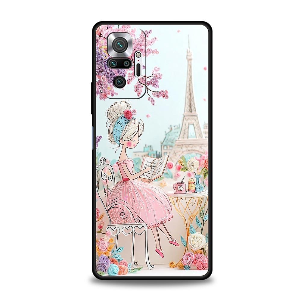 Cartoon Girl Phone Case Cover for Redmi 14C 10C Note 15 14 13 12 10 11 K40 Pro Plus 5G Soft TPU Shockproof Shell Funda Capas Bag