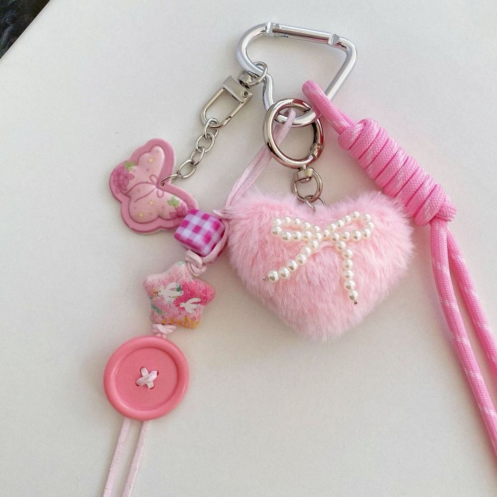 Handmade Braided Rope Car Keyrings Love Heart Backpack Pendant  Luggage Hanging Decoration