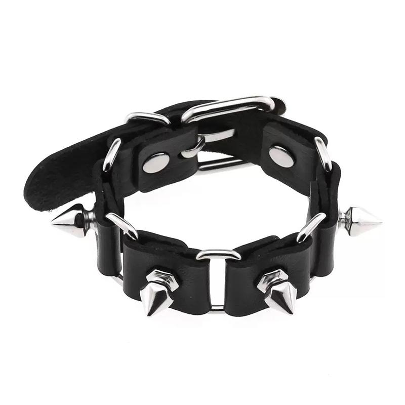 Fashion Spike Bracelet Punk Faux Leather Bracelets Goth Girl Bangle Studded Rock Wristband For Women Men Jewelry