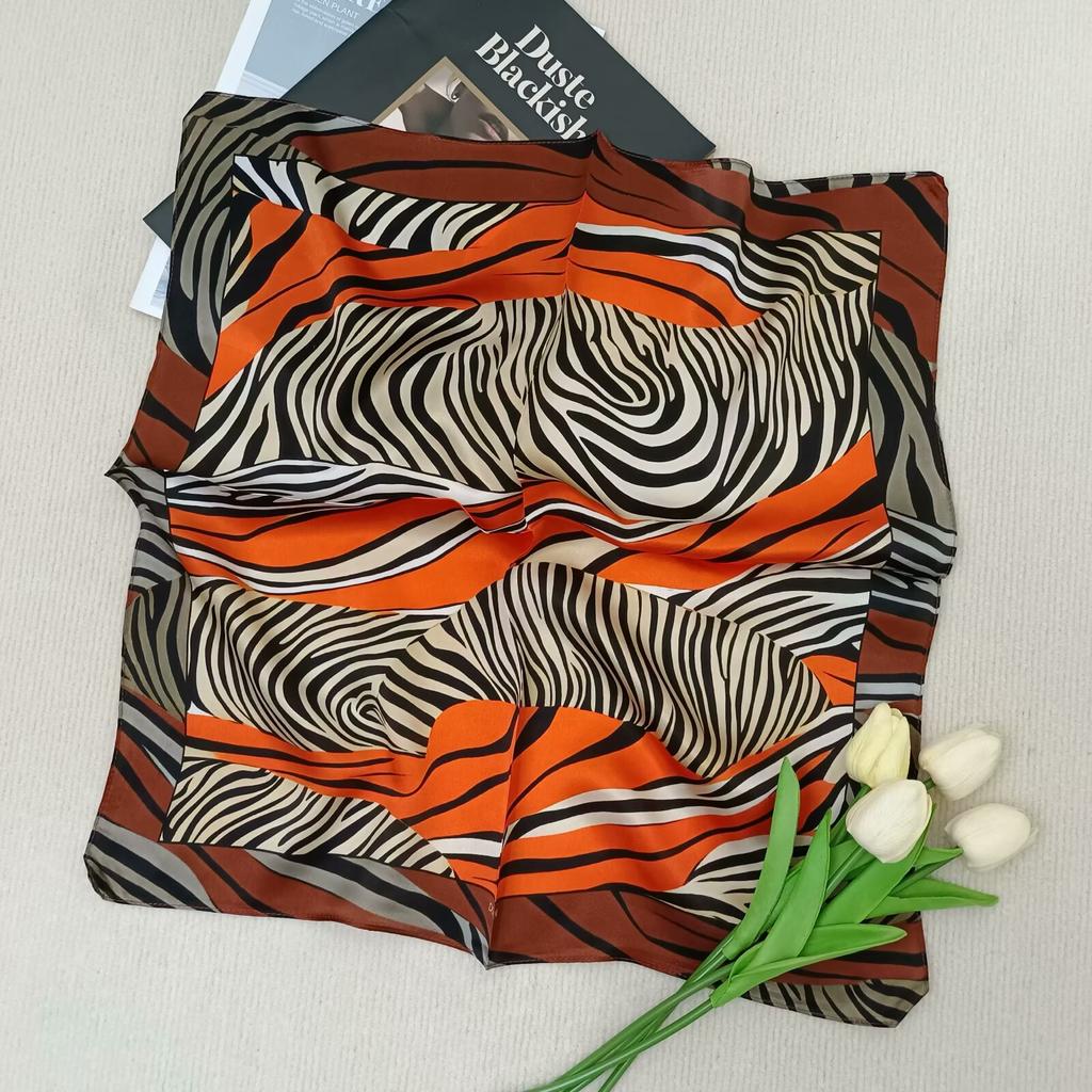 53Cm Pony Pattern Scarf Women Spring And Summer Thin Silk Square Scarf Fashionable And Versatile Bag Packaging Decoration Scarfs