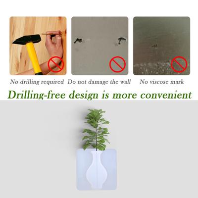 Vase mural adhésif en caoutchouc et silicone pour fleurs