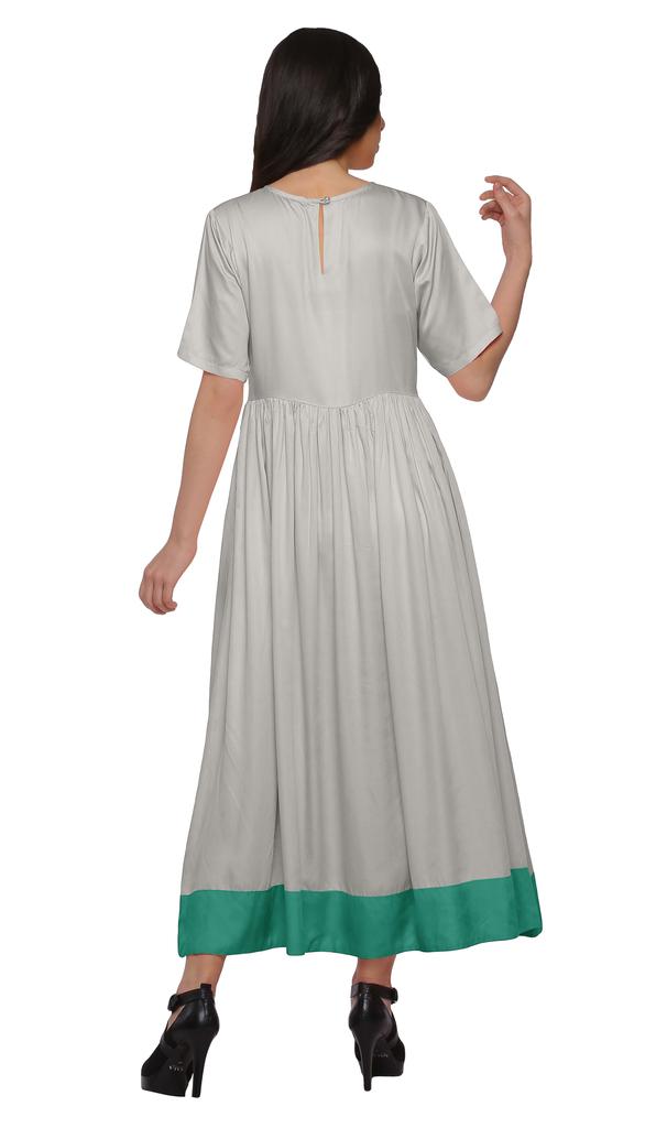Moomaya Solid Casual Cotton Dress For Women A-Line Long Maxi Kurti Women