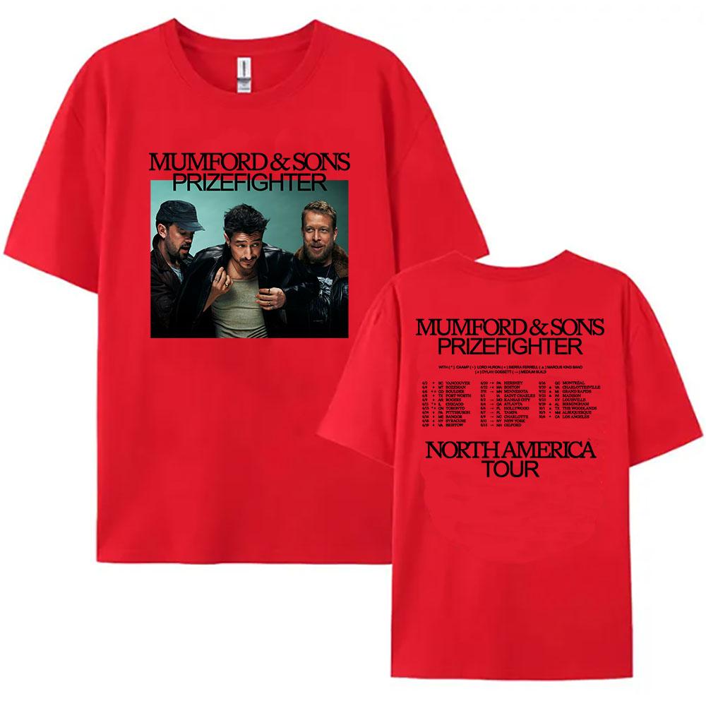 2026 North American Prizefighter Tour T-shirt Mumford & Sons Band Design Tshirts O-neck Summer Cotton Tees Print Merch