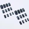 24-Piece Black Star Wearable Nail Patches - Removable False Nail Extensions