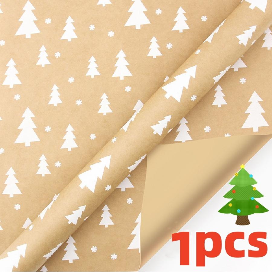 Christmas Gift Wrapping Paper with Snowflake Tree Pattern Paper Roll 16.9"x590" Eco-Friendly Paper Material for Holiday Presents