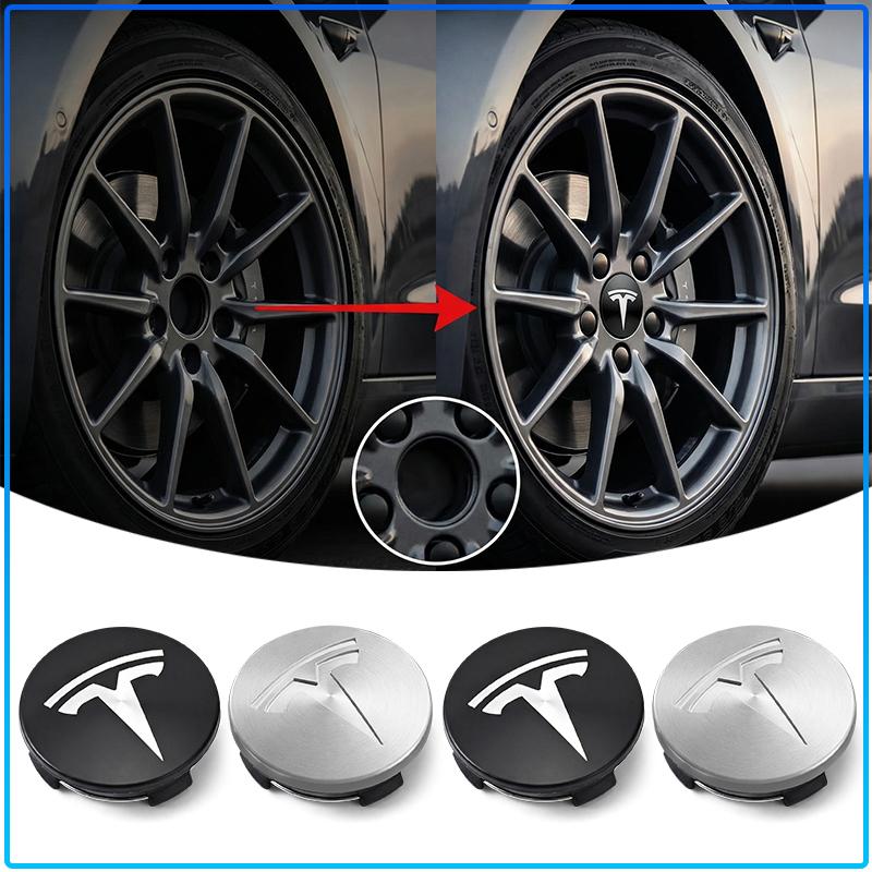 4 stuks 60 mm Auto Wielnaafdopjes Badge Accessoires Voor Tesla Model 3 Model S Model X Model Y Roadster Performance Decoratie