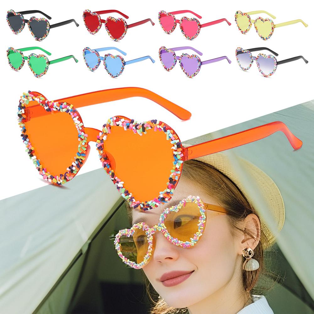 Cute Luxury Vintage Sunglasses Heart Shape Candy Color Punk Sunglasses Beach Sun Glasses Party Eyewear