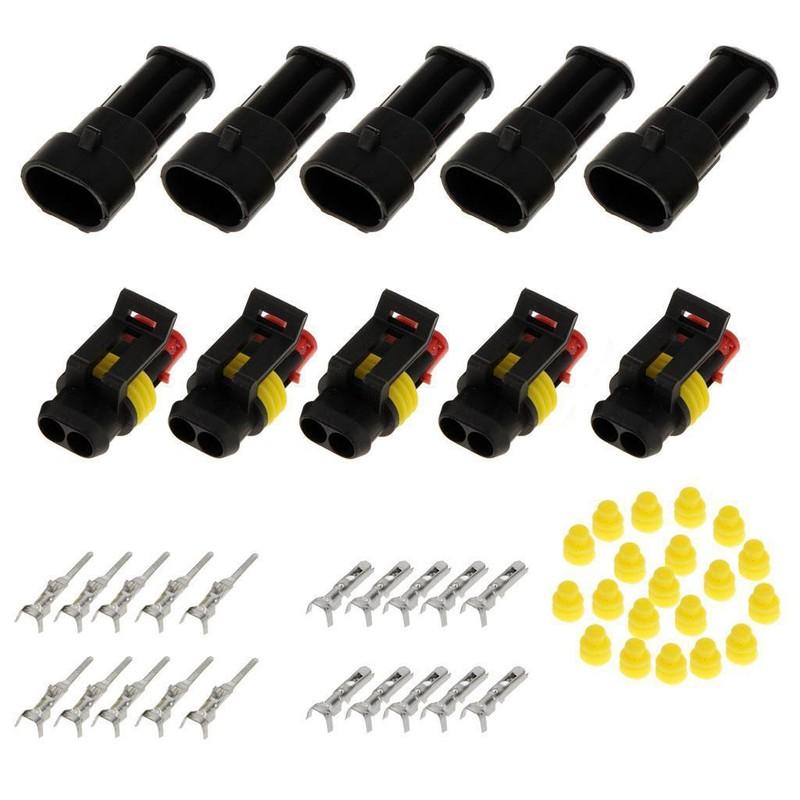 2 3 4 Pin Waterproof Electrical Wire Connector Car Truck Terminal Plug 15 Sets