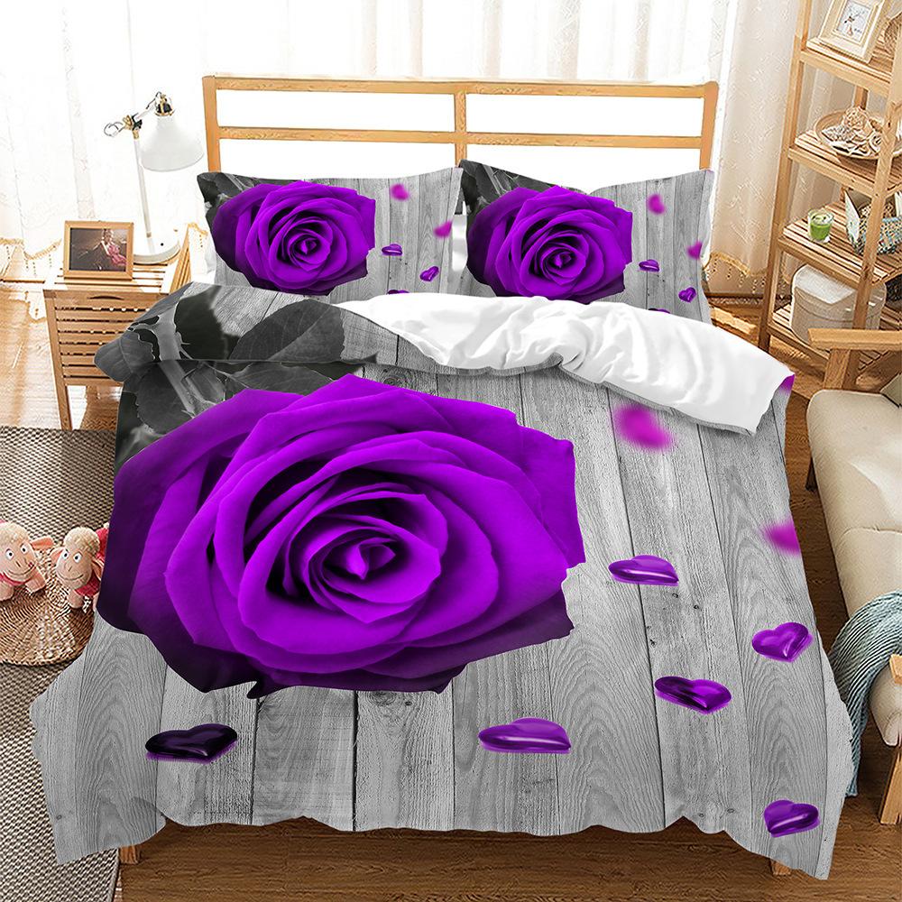Home Textile Bed Three-Piece Flower Flower Digital Printing Quilt Cover