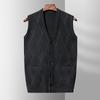 Autumn and Winter New Vest Men's Cardigan Men's V-neck Jacquard Vest Single-breasted Wide-shouldered Dad's Bottoming Shirt
