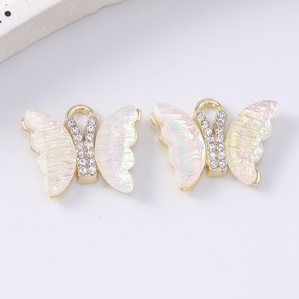 5pcs Shinning Gemstone Butterfly Pendants Charms for Jewelry Making Earrings Bracelet DIY Necklace Accessories Supplies