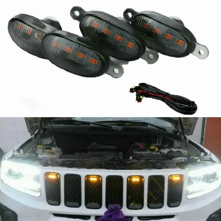 Universal Front Grill Running Lights Yellow Amber Lens 12V Waterproof 4Pcs Daytime Running Grill Light